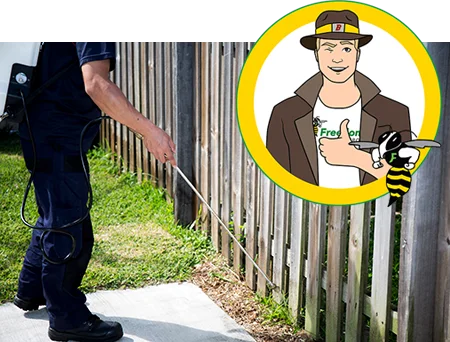 exterior home pest control - spraying fence